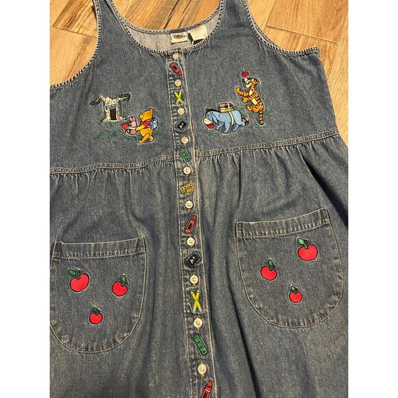 Disney Character School Teachers Denim Dress Embroidered Pooh Midi 1X - Picture 4 of 7